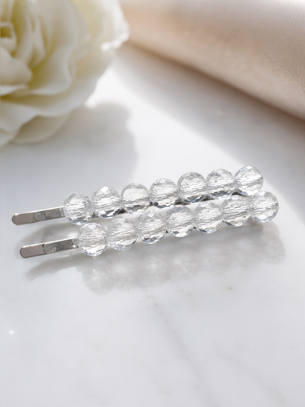 NEW | PAPARAZZI Easy On The Hairspray White Hair Clips/Pins Silver-tone